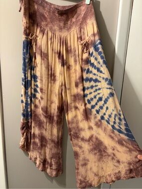 TC Tie-Dye Wide Leg Pants in Blue & Brown